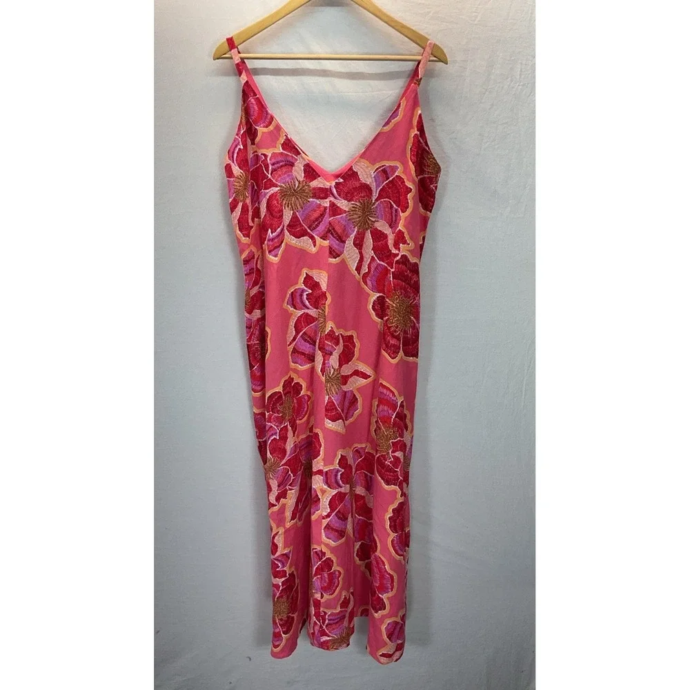 New LOFT Textured Floral Linen Blend Strappy Maxi Dress Size 6 Casual‎ Beach